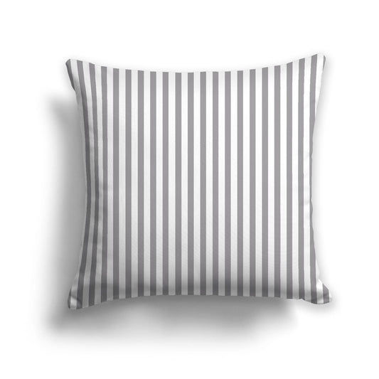 White Spun Polyester Throw Pillow with Thin Grey Bars on Front 26 x 26 inches / 66 x 66 cm
