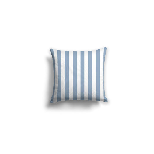 White Spun Polyester Throw Pillow with Blue Bars on Front | 14 x 14 inches 