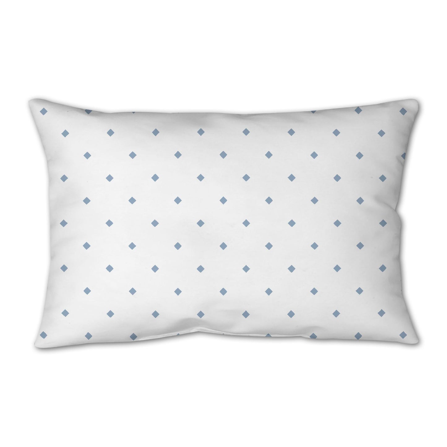 White Spun Polyester Throw Pillow with Blue Diamonds on Front 25 x 18 inches / 63.5 x 66 cm