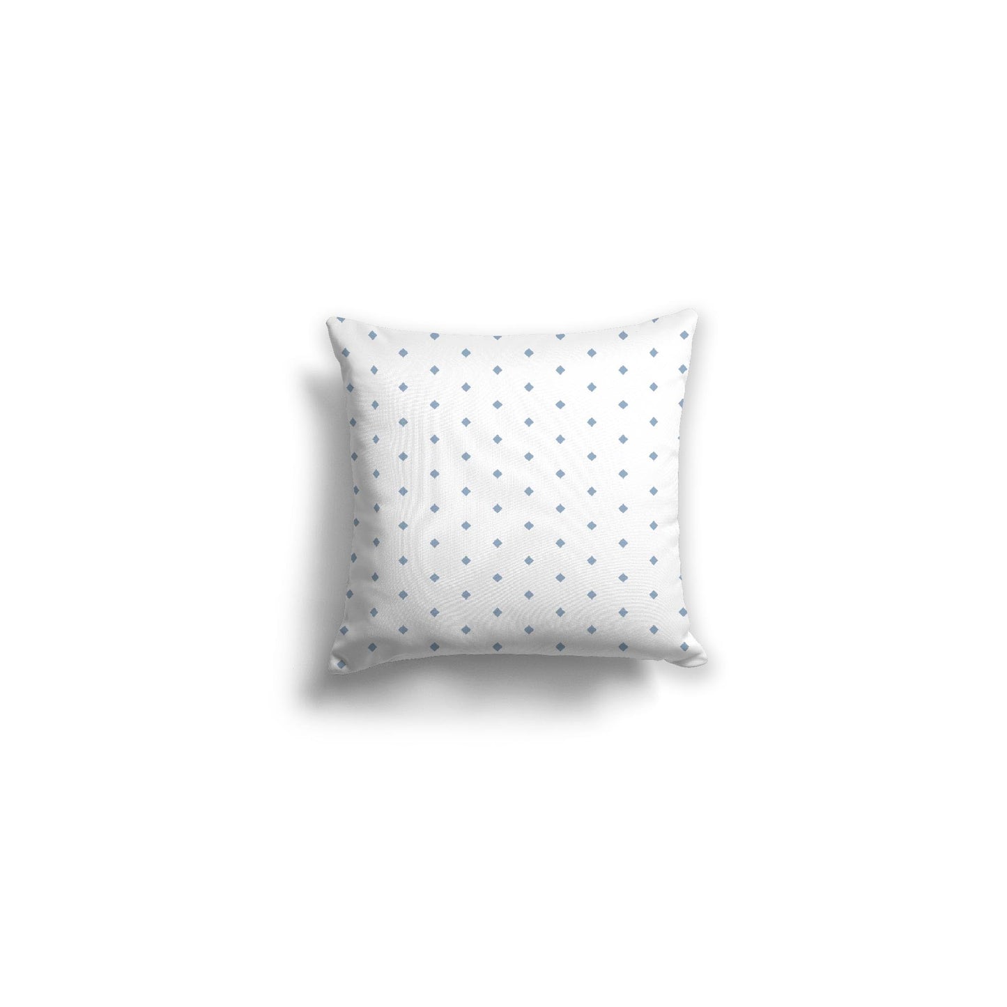 White Spun Polyester Throw Pillow with Fine Blue Diamonds on Front 14 x 14 inches / 36 x 36 cm