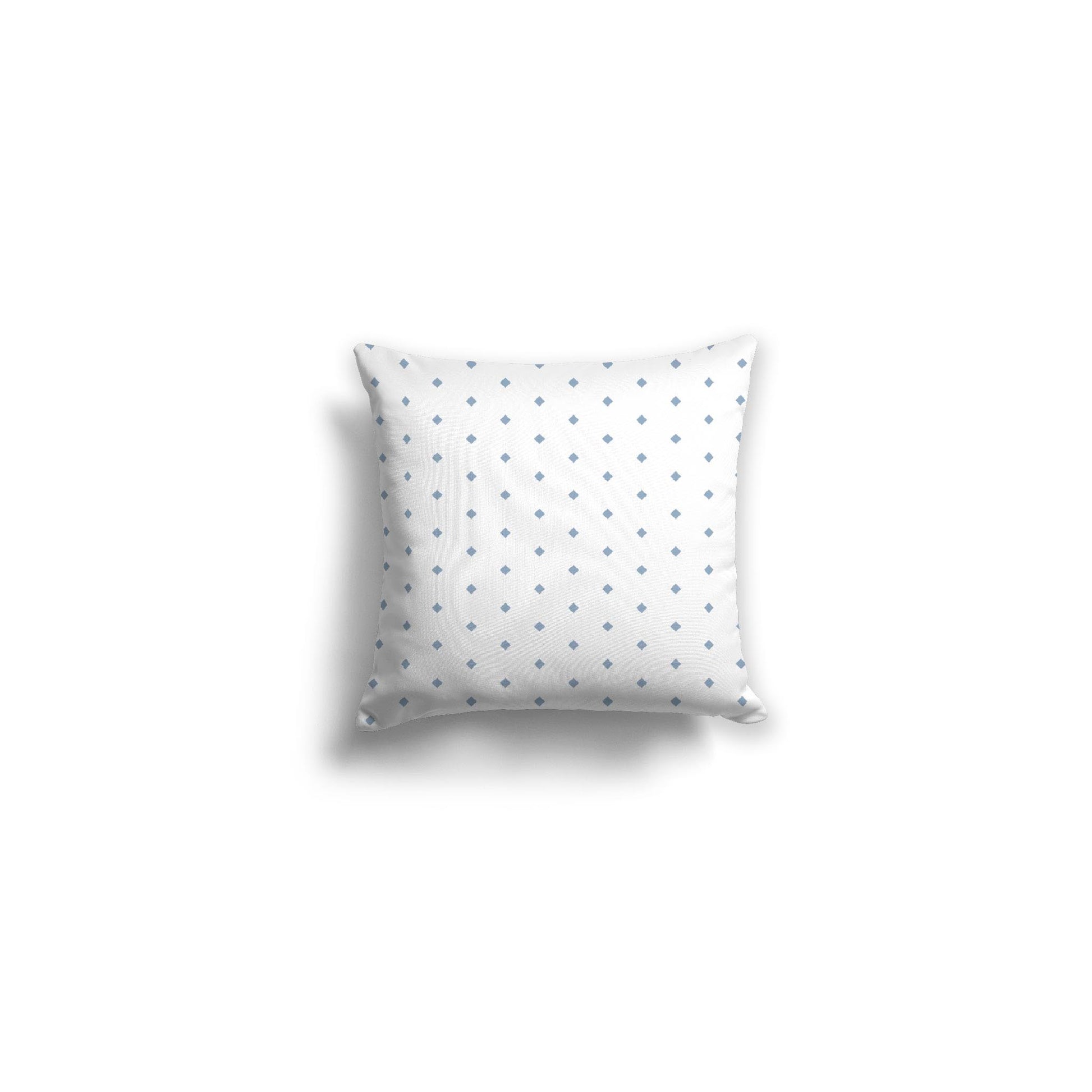 White Spun Polyester Throw Pillow with Fine Blue Diamonds on Front 14 x 14 inches / 36 x 36 cm