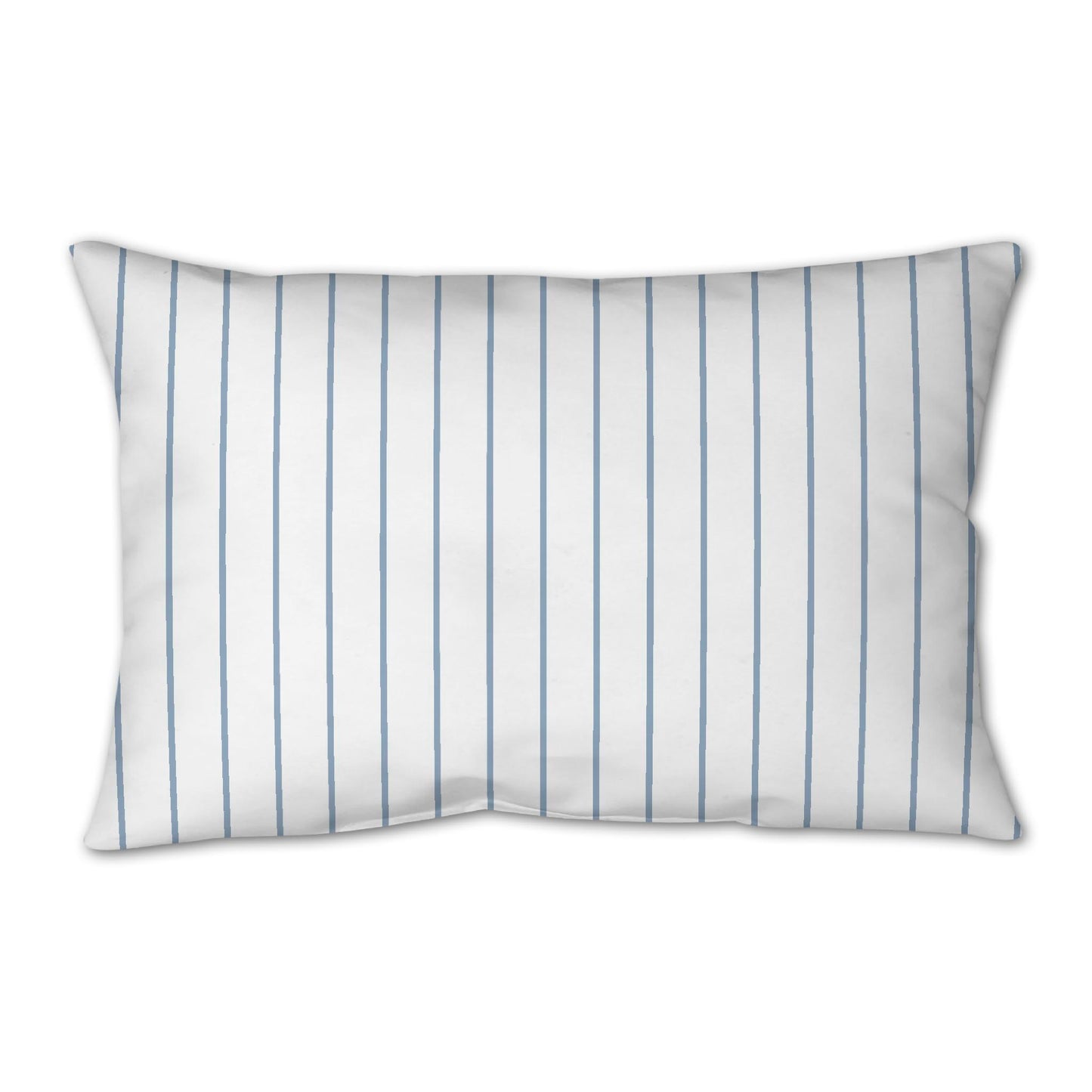 White Spun Polyester Throw Pillow with Fine Blue Stripes on Front 25 x 18 inches / 63.5 x 66 cm