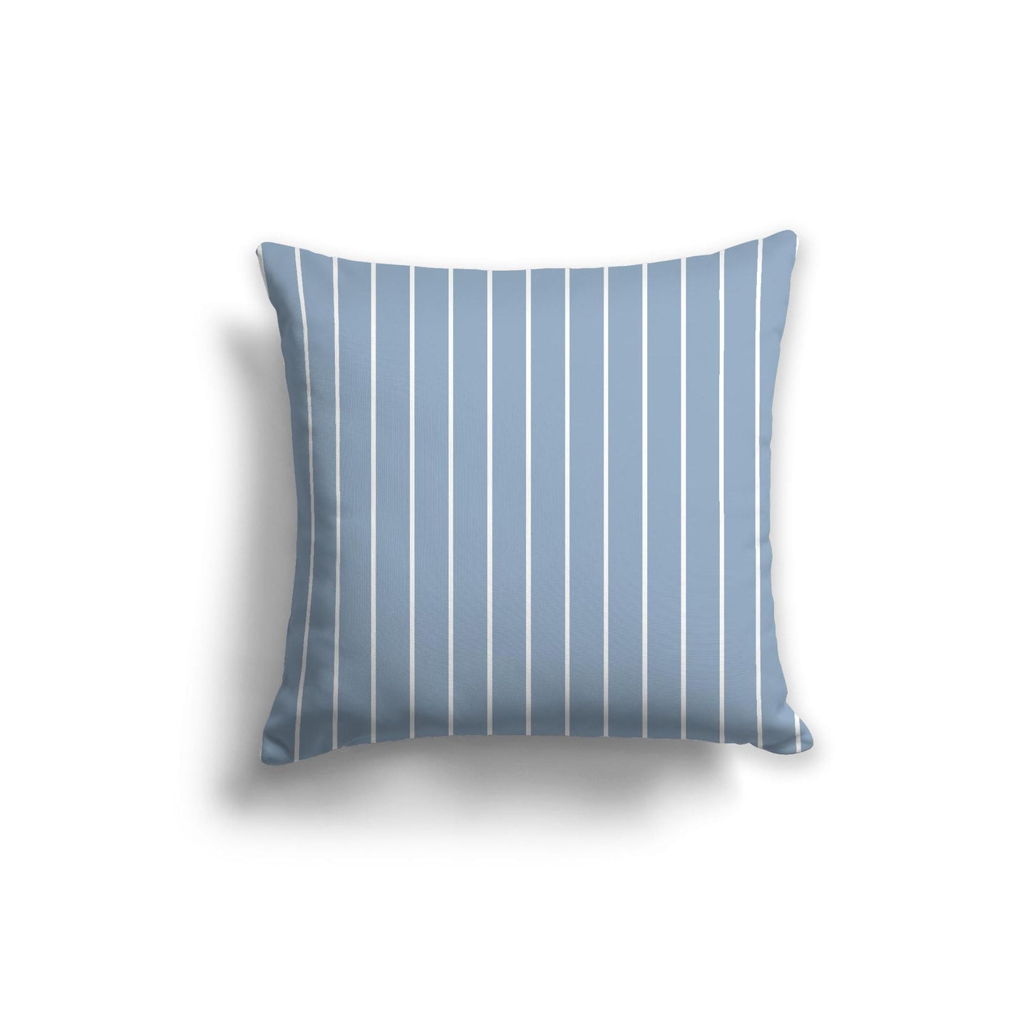 Blue Spun Polyester Throw Pillow with Fine White Stripes on Front 20 x 20 inches / 51 x 51 cm