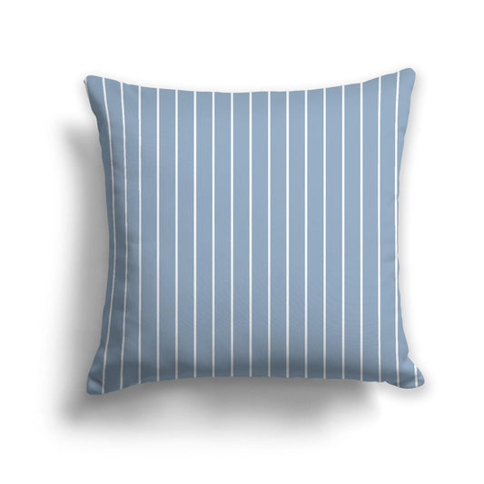 Blue Spun Polyester Throw Pillow with Fine White Stripes on Front 26 x 26 inches / 66 x 66 cm