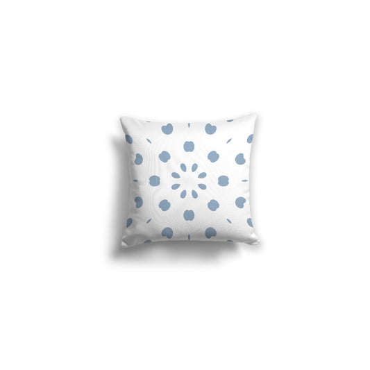 White Spun Polyester Throw Pillow with Blue Burst Pattern on Front | 14 x 14 inches 