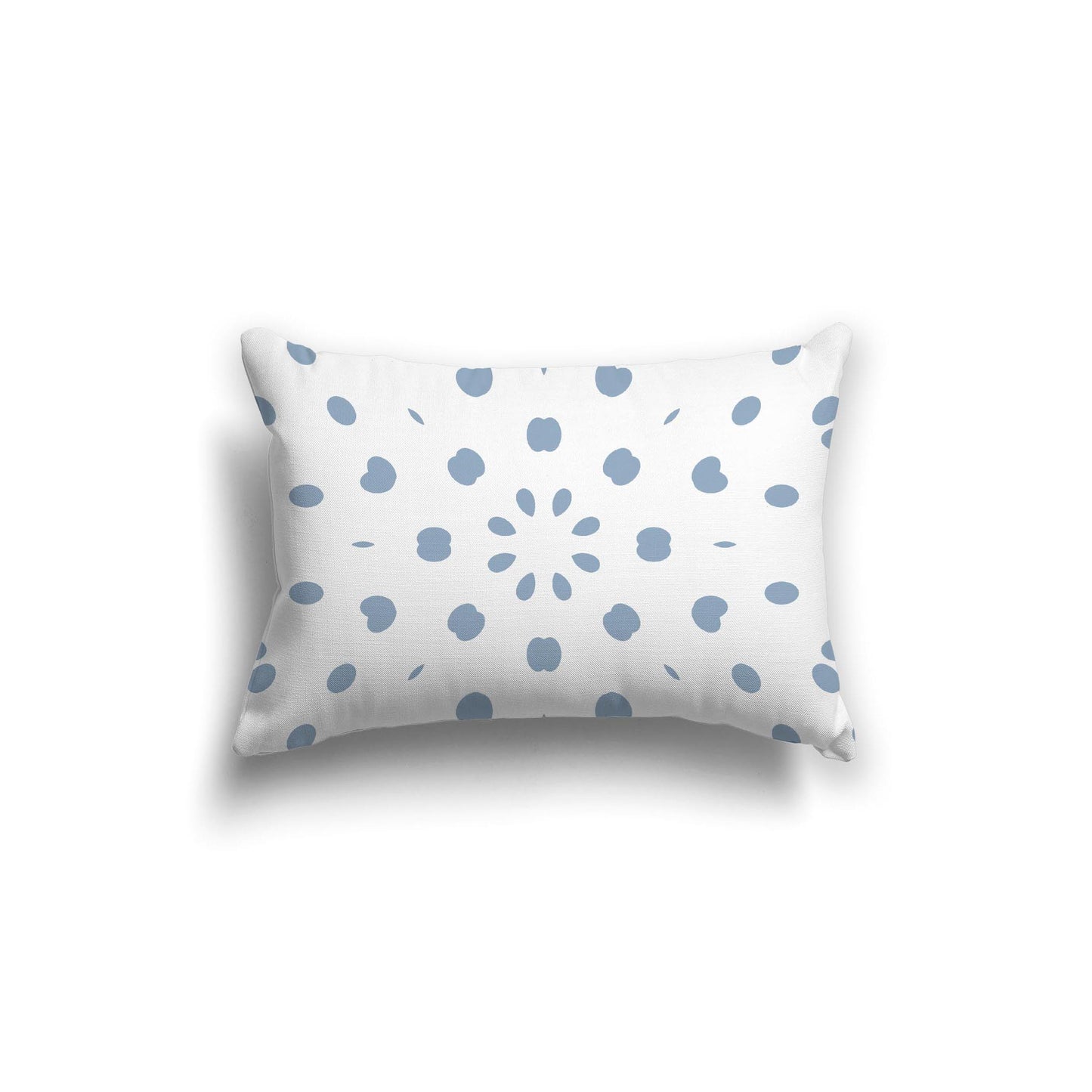 White Spun Polyester Throw Pillow with Blue Burst Pattern on Front 20 x 14 inches / 51 x 36 cm