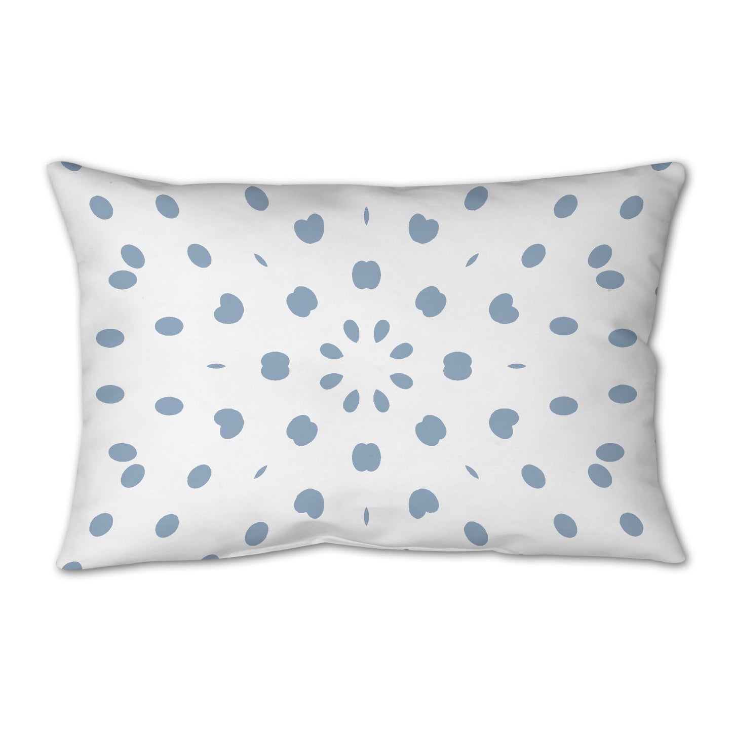 White Spun Polyester Throw Pillow with Blue Burst Pattern on Front 25 x 18 inches / 63.5 x 66 cm
