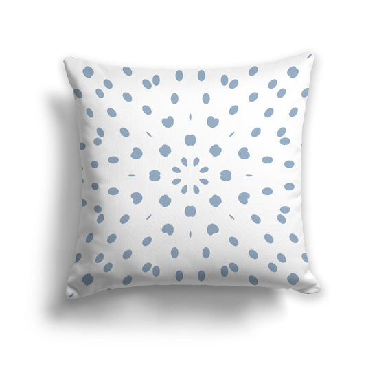 White Spun Polyester Throw Pillow with Blue Burst Pattern on Front 26 x 26 inches / 66 x 66 cm