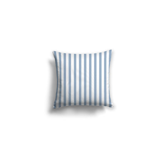White Spun Polyester Throw Pillow with Thin Blue Bars on Front | 14 x 14 inches 