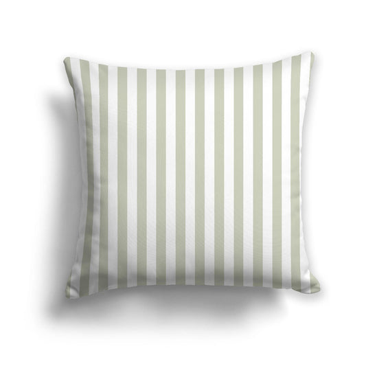 White Spun Polyester Throw Pillow with Pale Green Bars on Front 26 x 26 inches / 66 x 66 cm