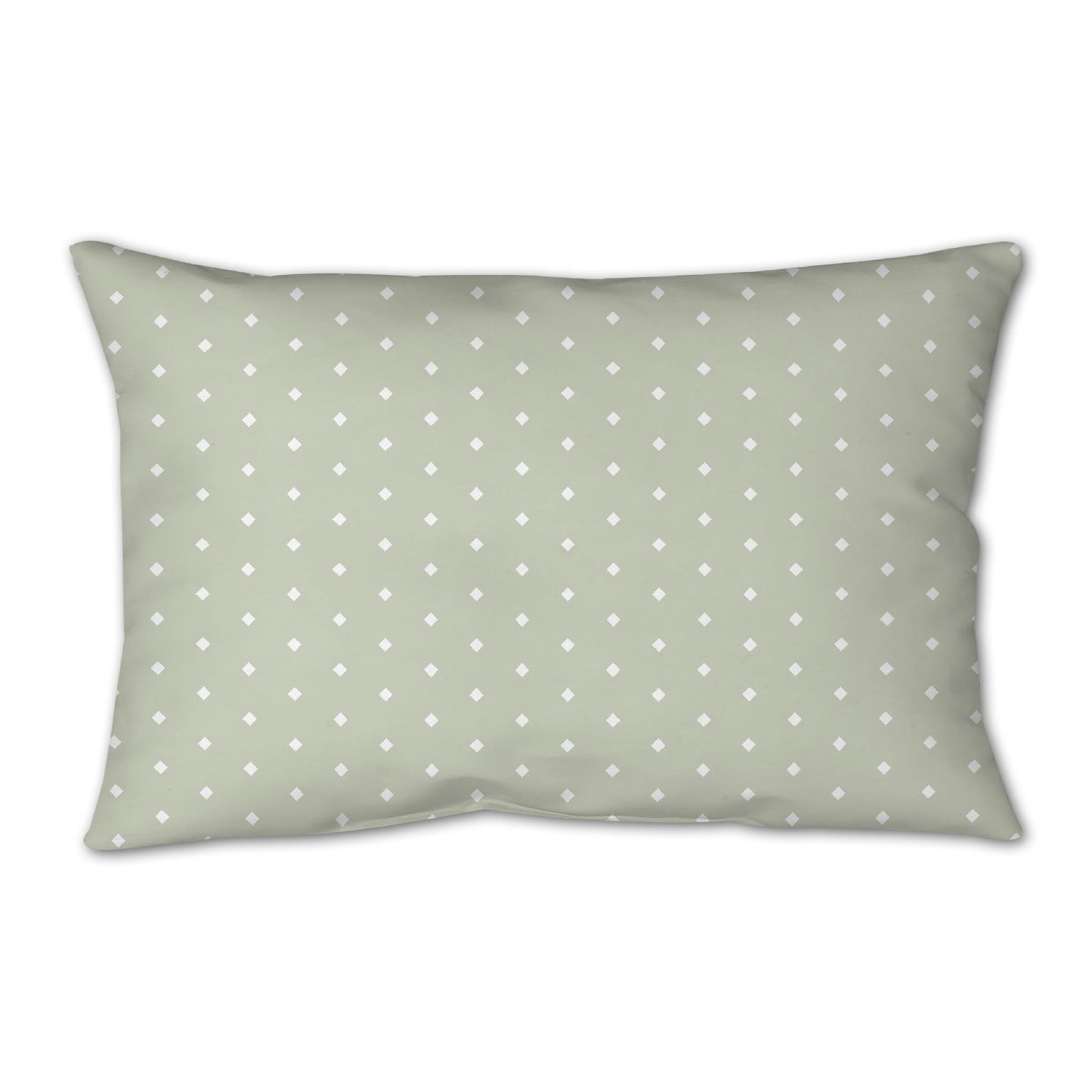 Pale Green Spun Polyester Throw Pillow with Fine White Diamonds on Front 25 x 18 inches / 63.5 x 66 cm