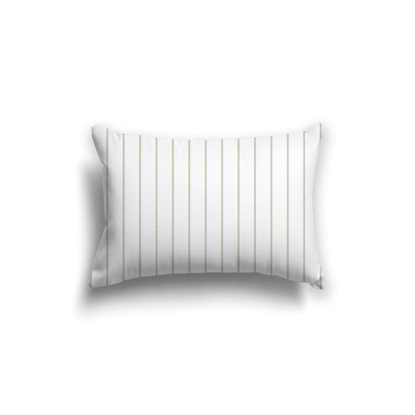 White Spun Polyester Throw Pillow with Fine Pale Green Stripes on Front 20 x 14 inches / 51 x 36 cm