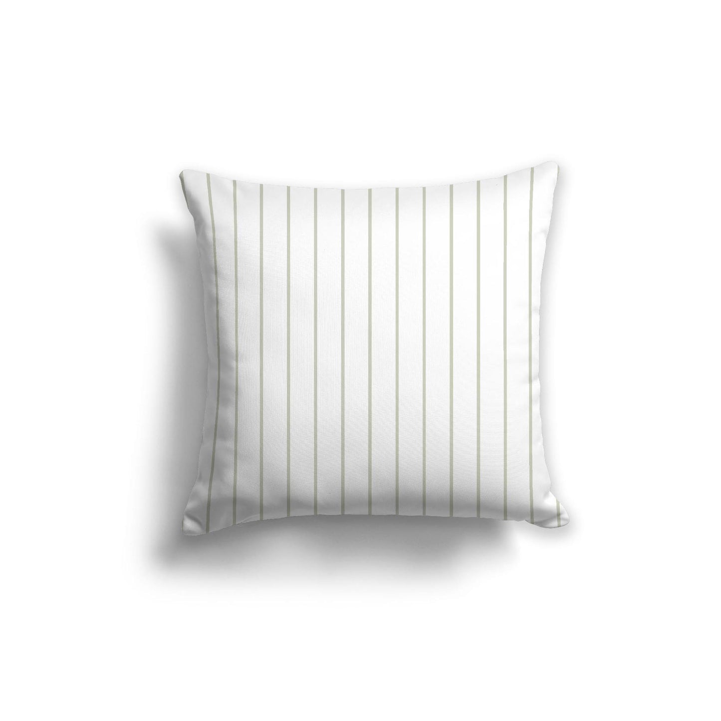 White Spun Polyester Throw Pillow with Fine Pale Green Stripes on Front 20 x 20 inches / 51 x 51 cm