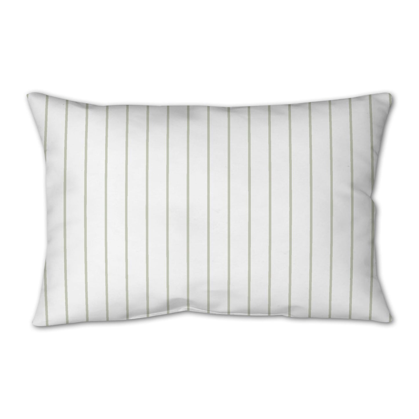 White Spun Polyester Throw Pillow with Fine Pale Green Stripes on Front 25 x 18 inches / 63.5 x 66 cm