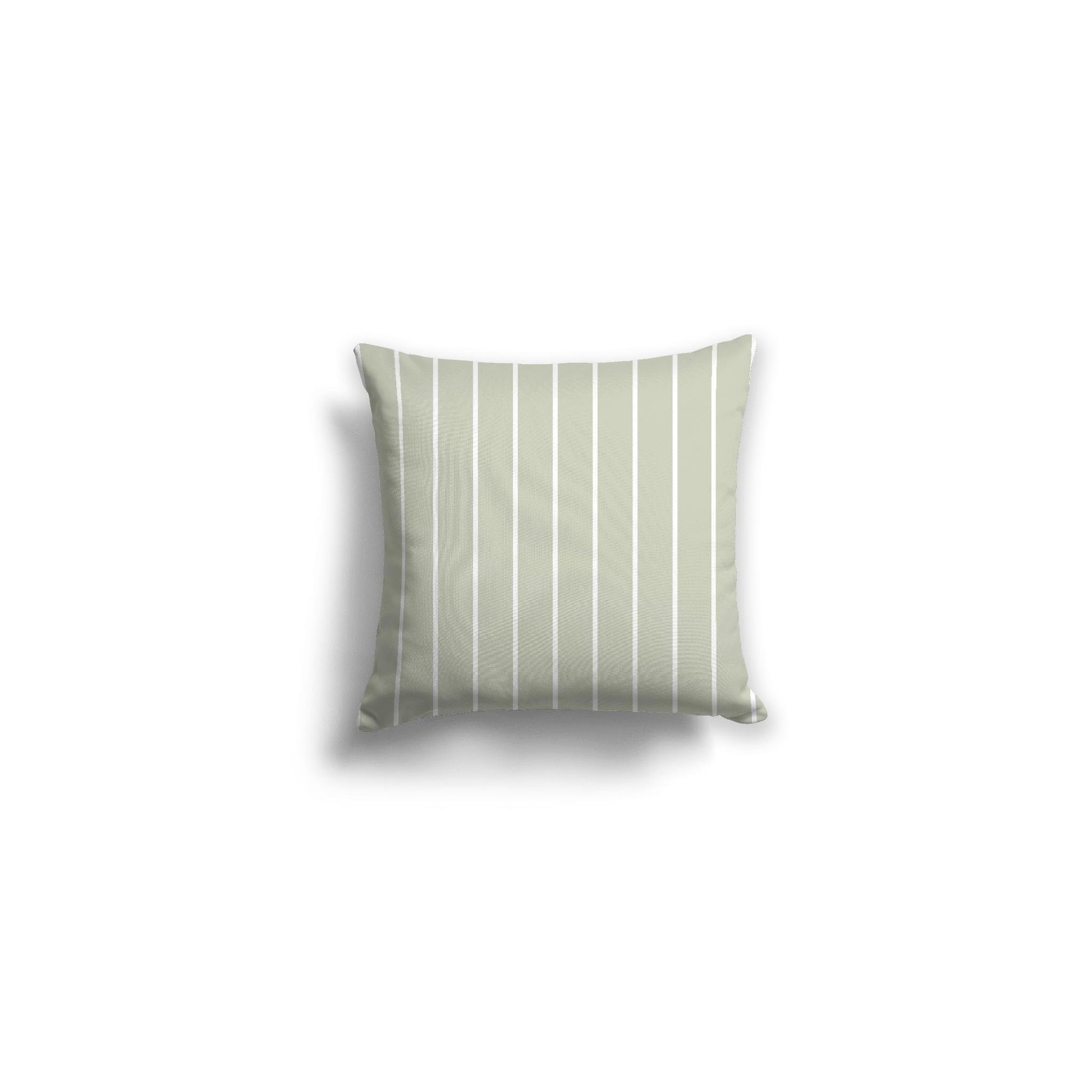 Pale Green Spun Polyester Throw Pillow with Fine White Stripes on Front 14 x 14 inches / 36 x 36 cm