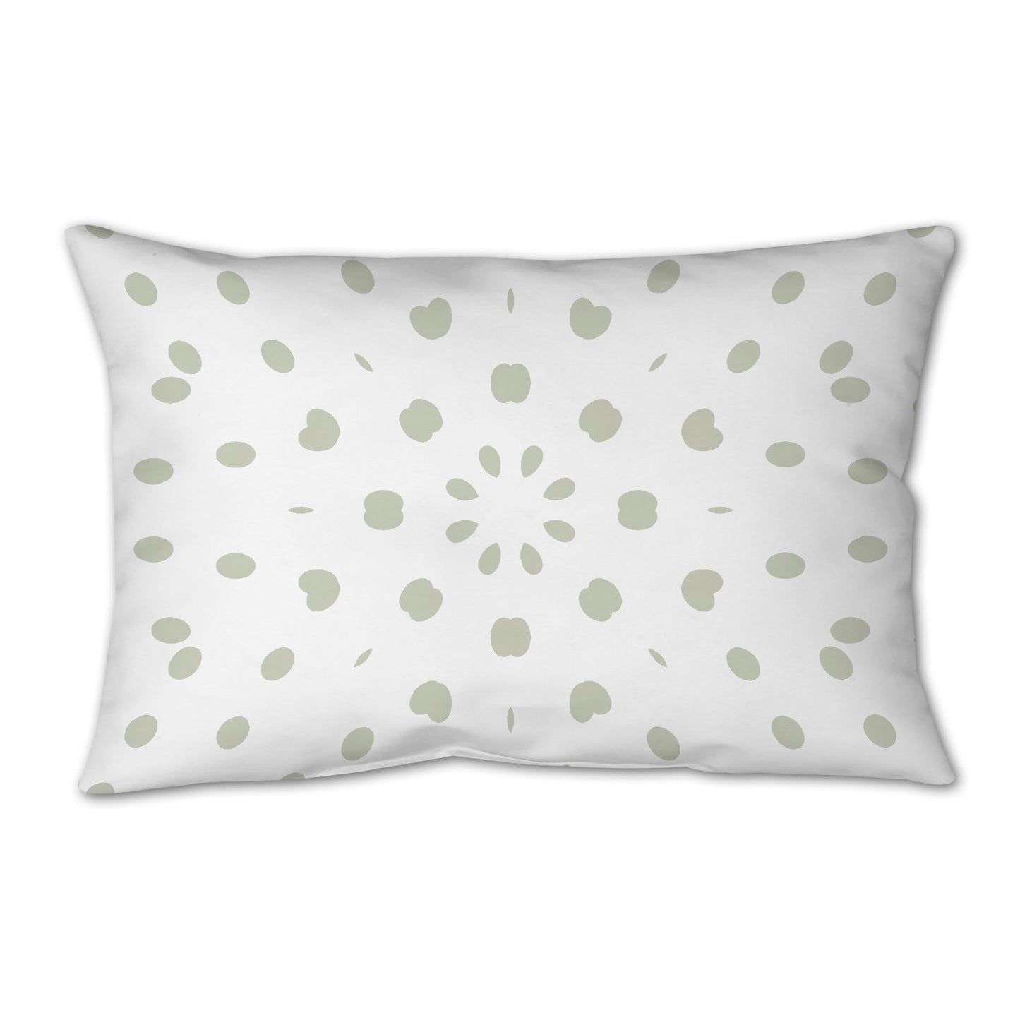 White Spun Polyester Throw Pillow with Pale Green Burst Pattern on Front 25 x 18 inches / 63.5 x 66 cm