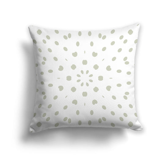 White Spun Polyester Throw Pillow with Pale Green Burst Pattern on Front 26 x 26 inches / 66 x 66 cm