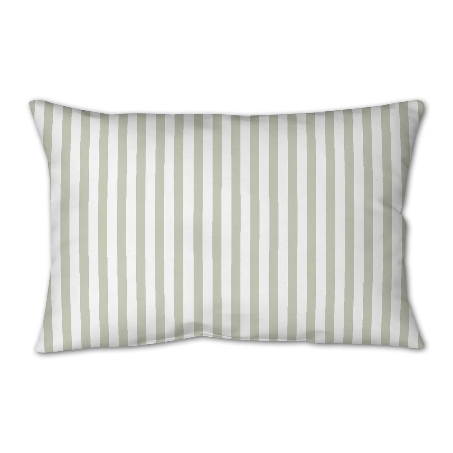White Spun Polyester Throw Pillow with Thin Pale Green Bars on Front 25 x 18 inches / 63.5 x 66 cm