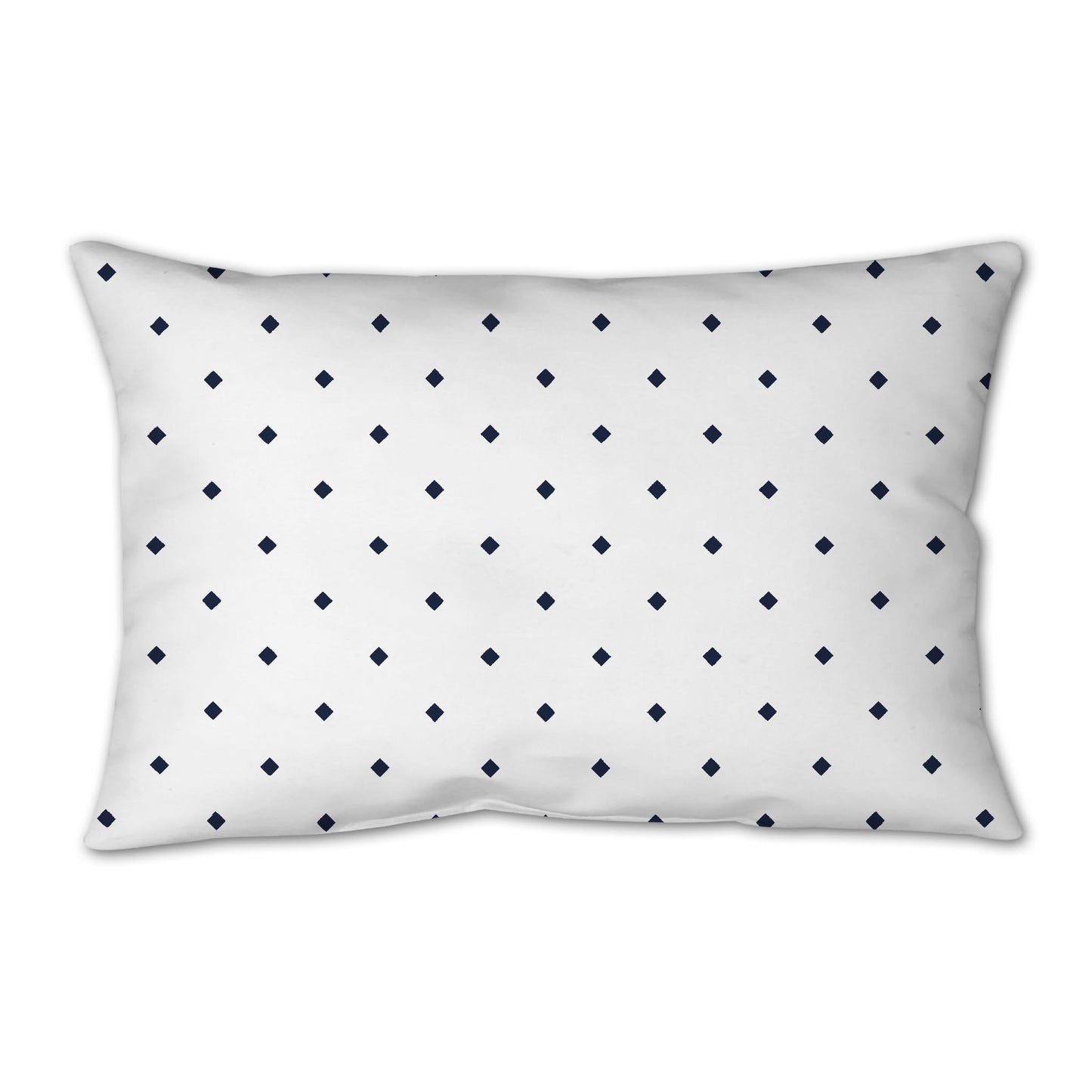 White Spun Polyester Throw Pillow with Navy Blue Diamonds on Front 25 x 18 inches / 63.5 x 66 cm