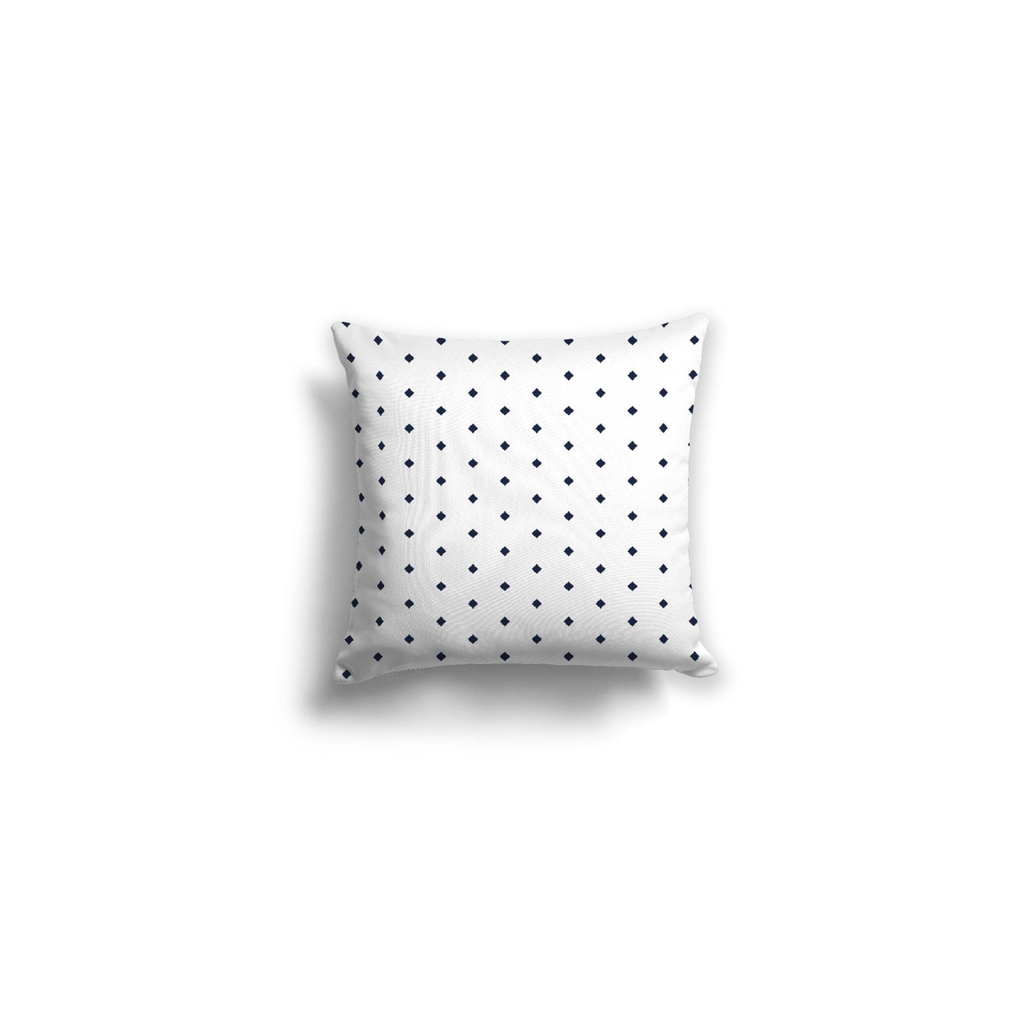 White Spun Polyester Throw Pillow with Fine Navy Blue Diamonds on Front 14 x 14 inches / 36 x 36 cm