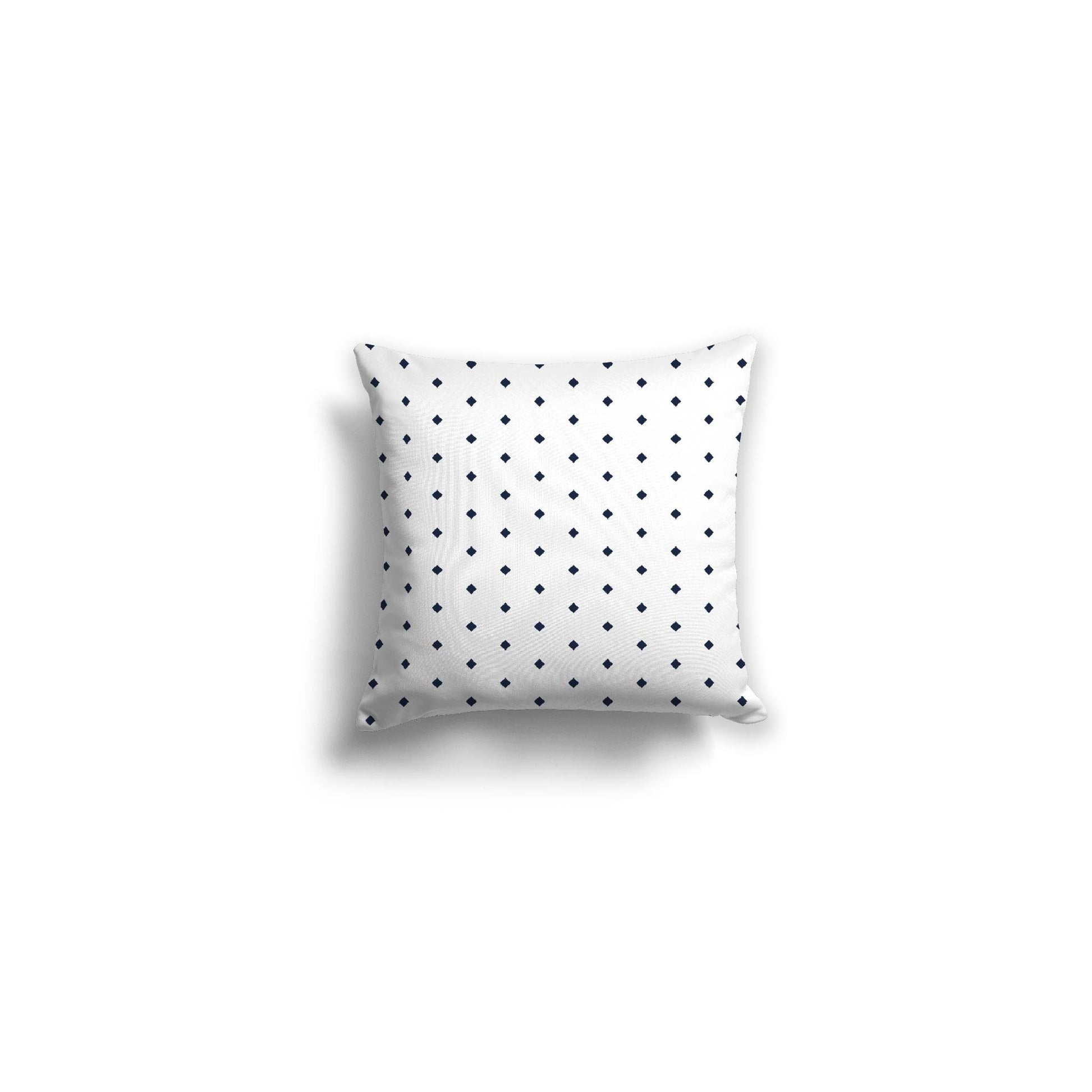 White Spun Polyester Throw Pillow with Fine Navy Blue Diamonds on Front 14 x 14 inches / 36 x 36 cm
