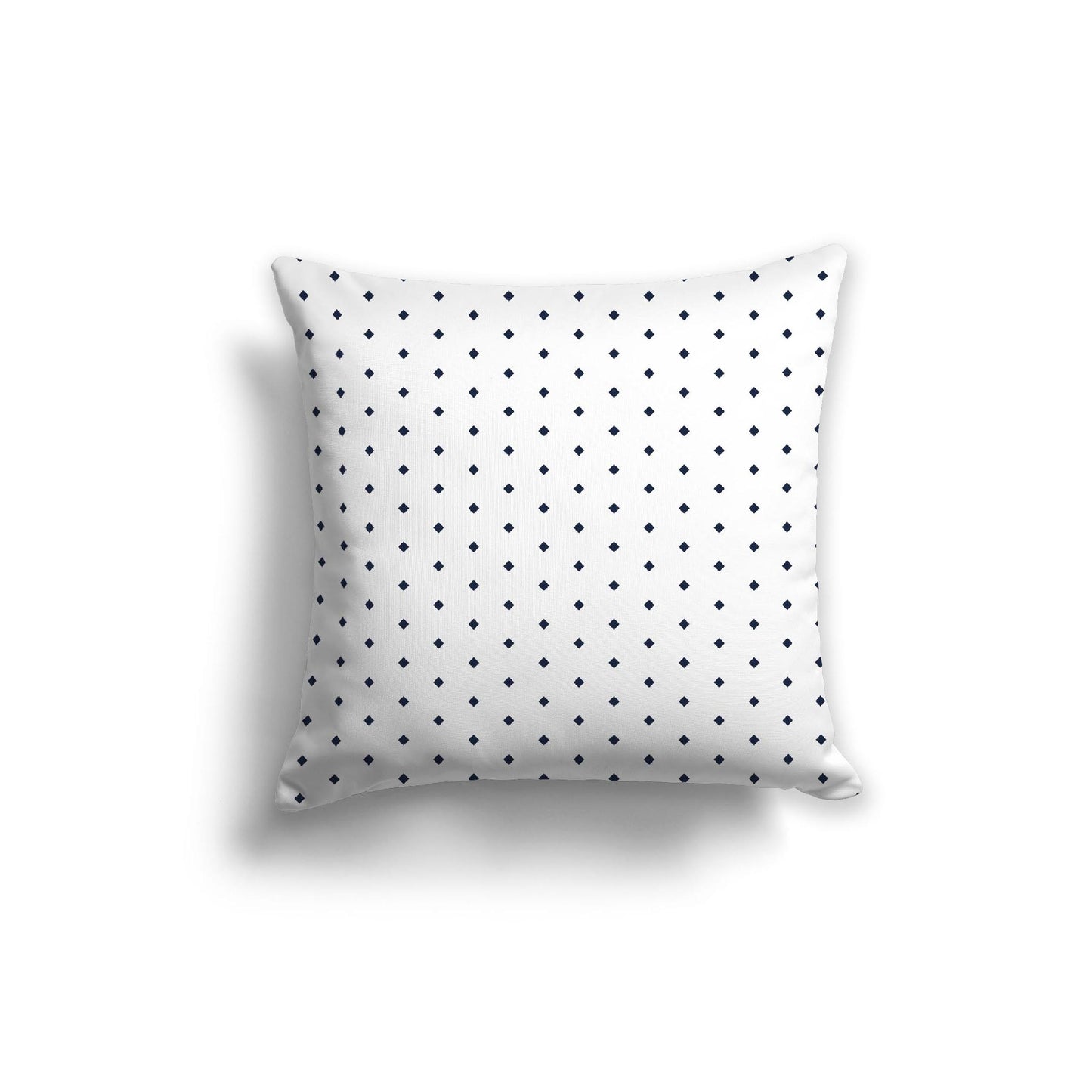 White Spun Polyester Throw Pillow with Fine Navy Blue Diamonds on Front 20 x 20 inches / 51 x 51 cm