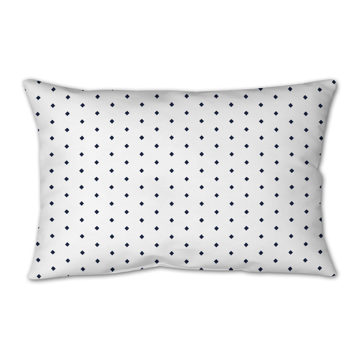 White Spun Polyester Throw Pillow with Fine Navy Blue Diamonds on Front 25 x 18 inches / 63.5 x 66 cm