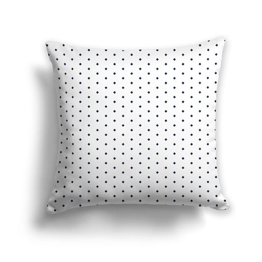 White Spun Polyester Throw Pillow with Fine Navy Blue Diamonds on Front 26 x 26 inches / 66 x 66 cm