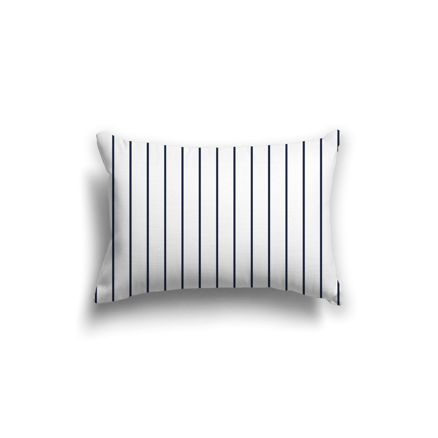 White Spun Polyester Throw Pillow with Fine Navy Blue Stripes on Front 20 x 14 inches / 51 x 36 cm