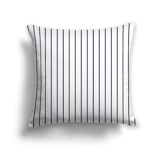 White Spun Polyester Throw Pillow with Fine Navy Blue Stripes on Front 26 x 26 inches / 66 x 66 cm