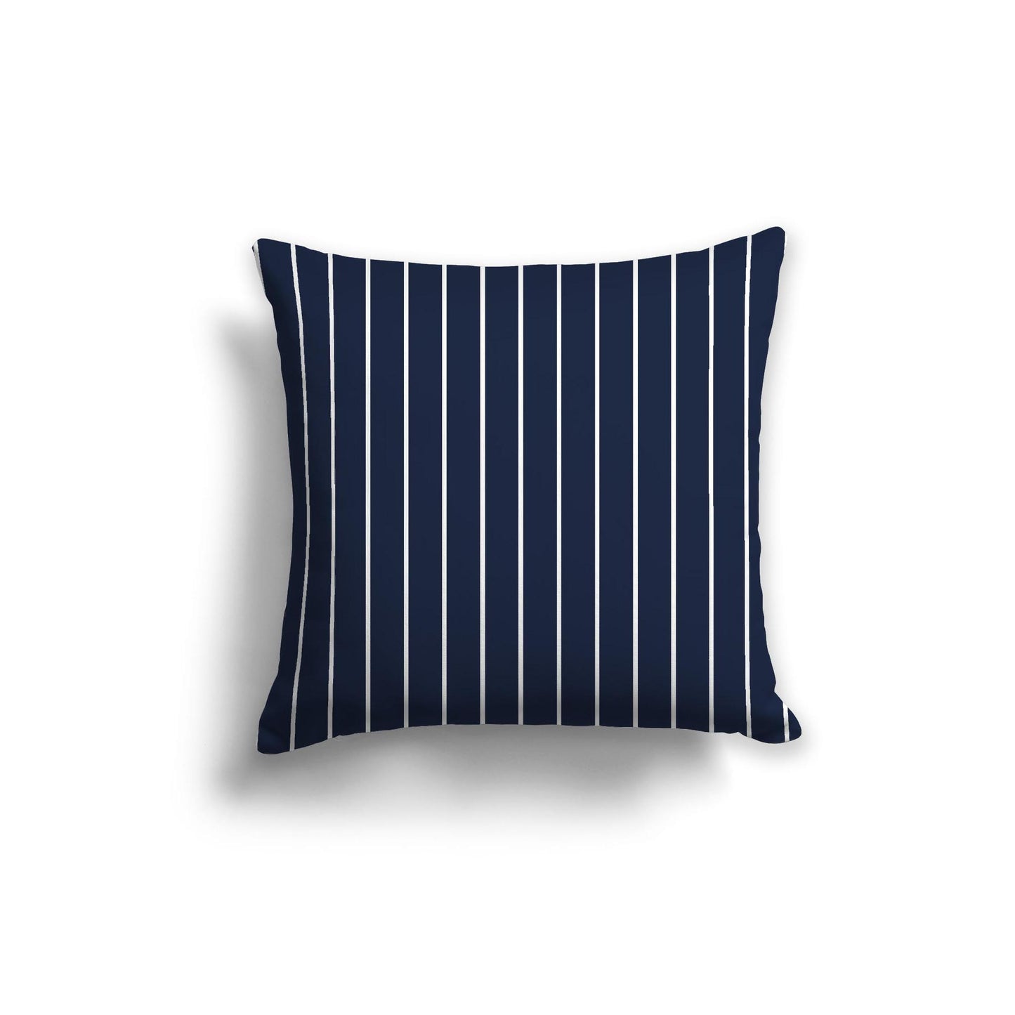 Navy Blue Spun Polyester Throw Pillow with Fine White Stripes on Front 20 x 20 inches / 51 x 51 cm