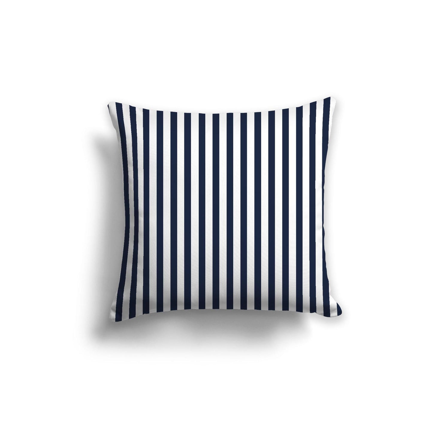 White Spun Polyester Throw Pillow with Thin Navy Blue Bars on Front 20 x 20 inches / 51 x 51 cm