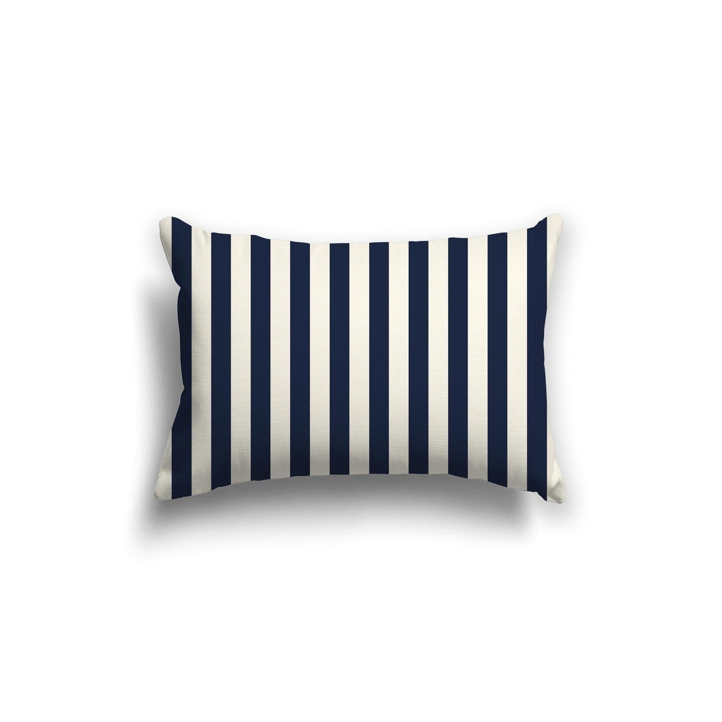 Pale Cream Spun Polyester Throw Pillow with Navy Blue Bars on Front 20 x 14 inches / 51 x 36 cm