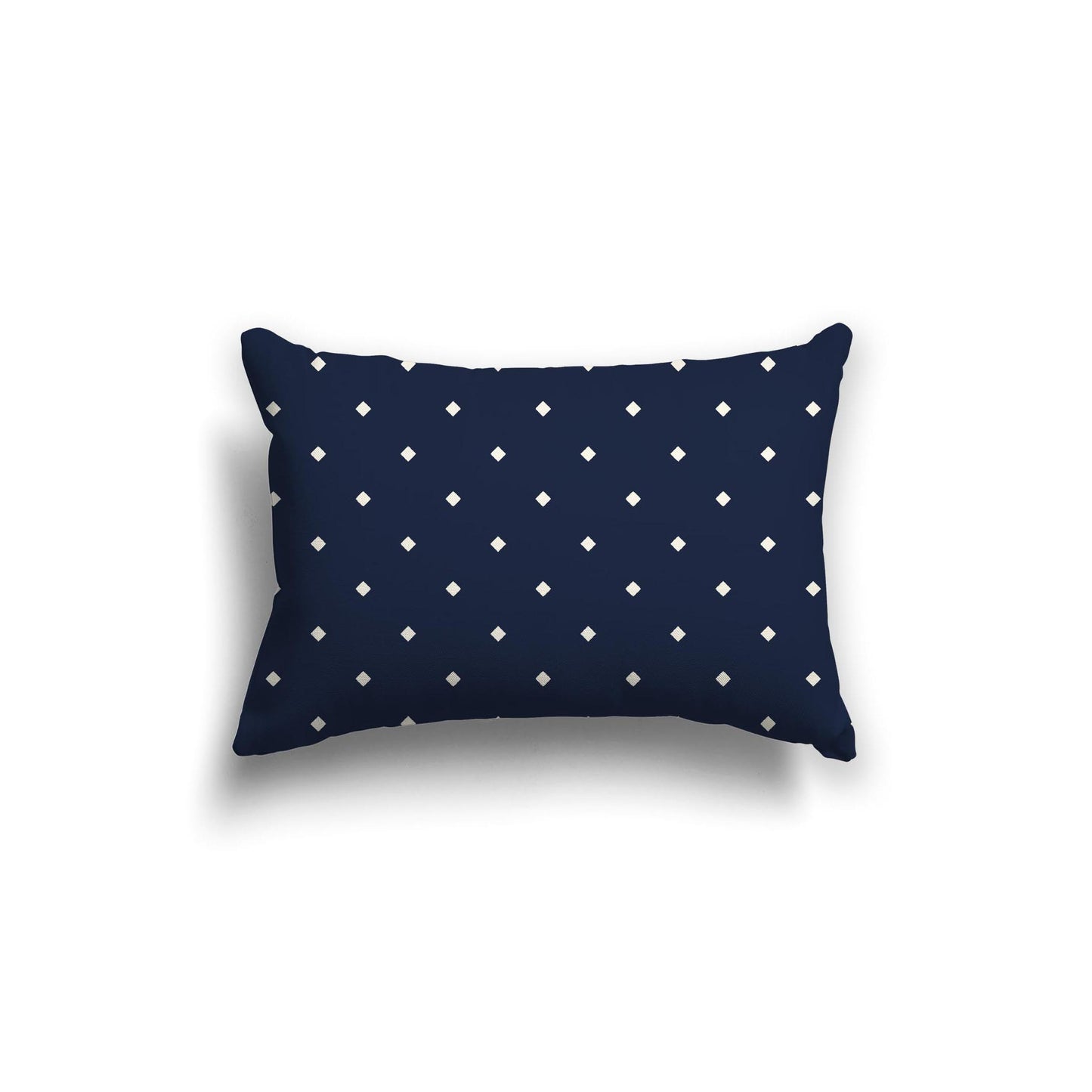 Navy Blue Spun Polyester Throw Pillow with Pale Cream Diamonds on Front 20 x 14 inches / 51 x 36 cm
