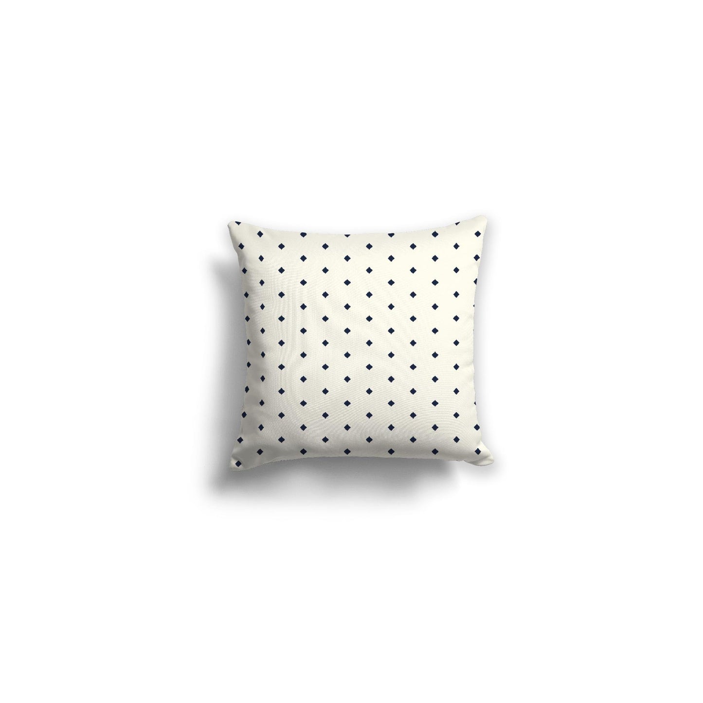 Pale Cream Spun Polyester Throw Pillow with Fine Navy Blue Diamonds on Front 14 x 14 inches / 36 x 36 cm