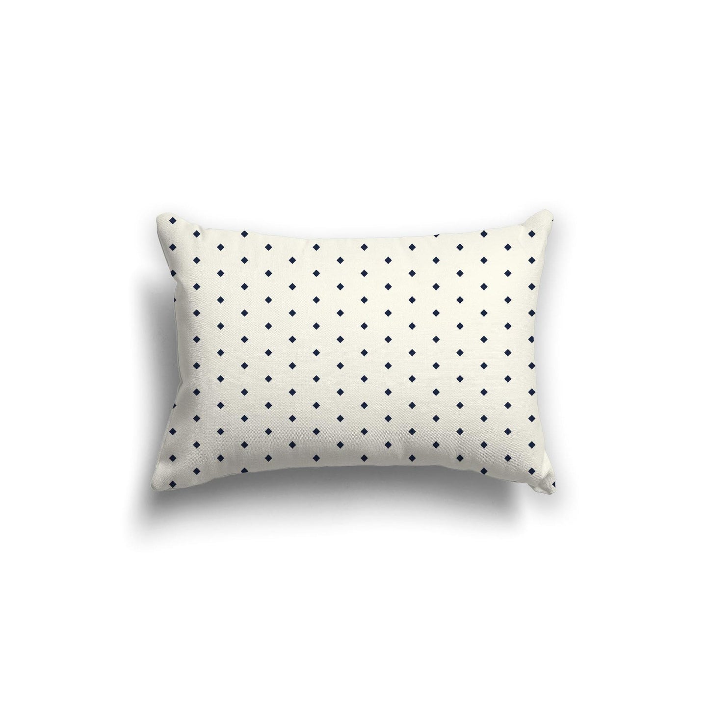 Pale Cream Spun Polyester Throw Pillow with Fine Navy Blue Diamonds on Front 20 x 14 inches / 51 x 36 cm