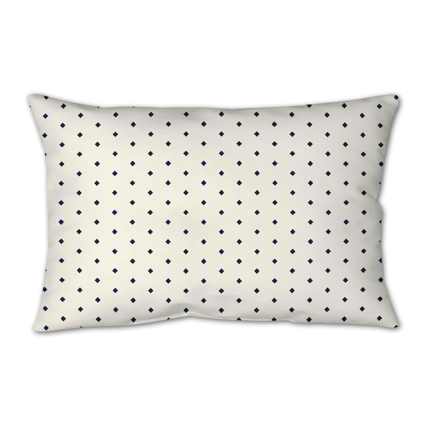 Pale Cream Spun Polyester Throw Pillow with Fine Navy Blue Diamonds on Front 25 x 18 inches / 63.5 x 66 cm