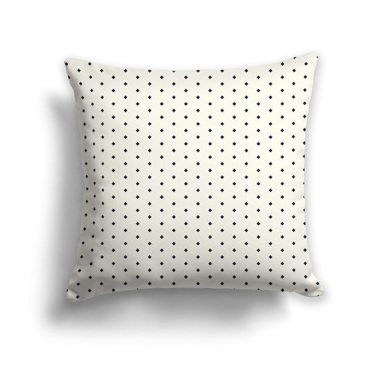 Pale Cream Spun Polyester Throw Pillow with Fine Navy Blue Diamonds on Front 26 x 26 inches / 66 x 66 cm