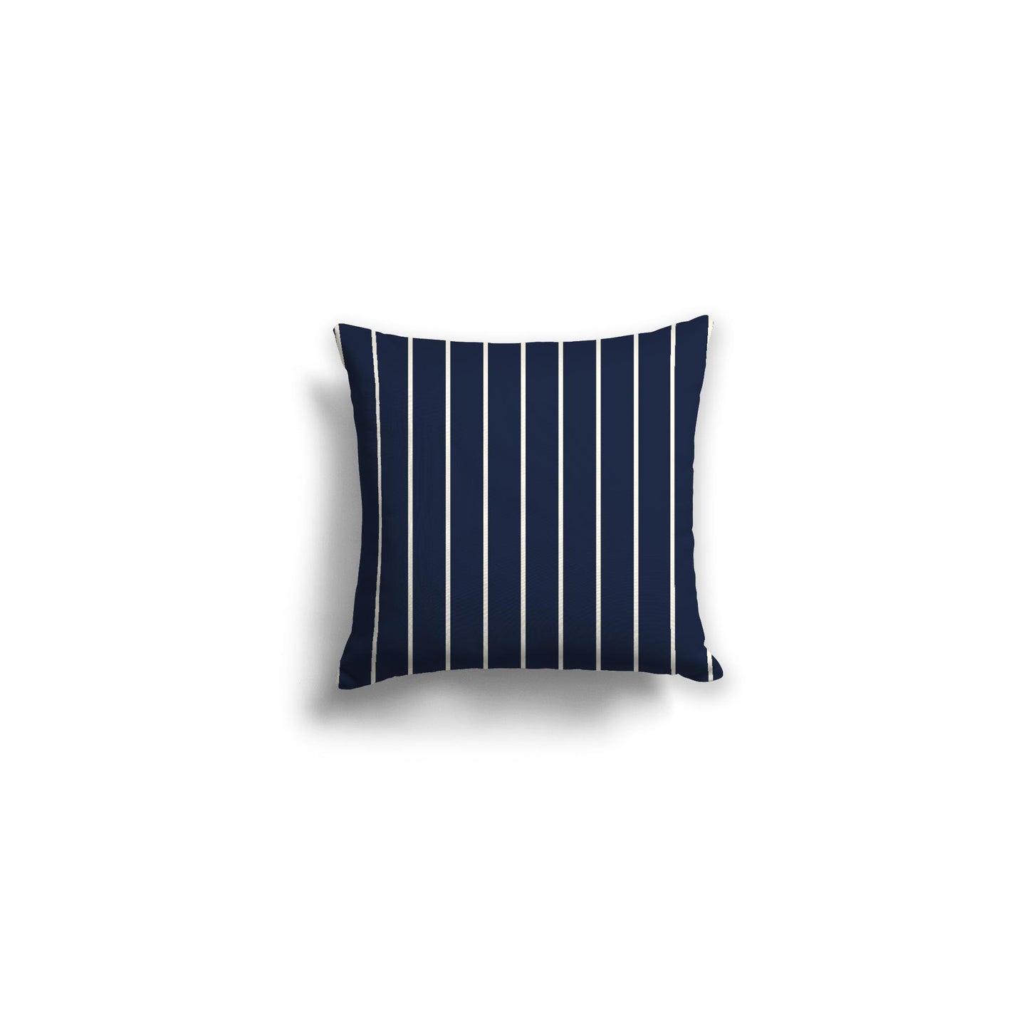 Navy Blue Spun Polyester Throw Pillow with Fine Pale Cream Stripes on Front 14 x 14 inches / 36 x 36 cm