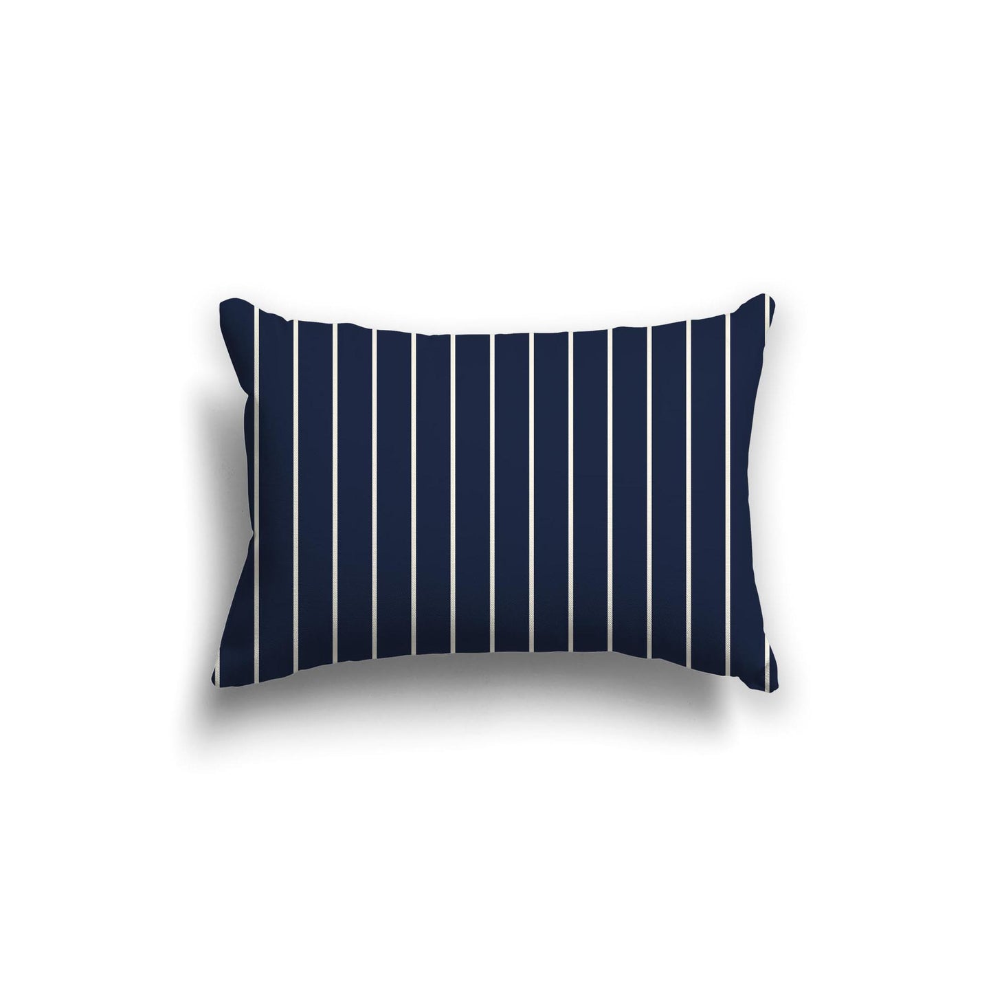 Navy Blue Spun Polyester Throw Pillow with Fine Pale Cream Stripes on Front 20 x 14 inches / 51 x 36 cm