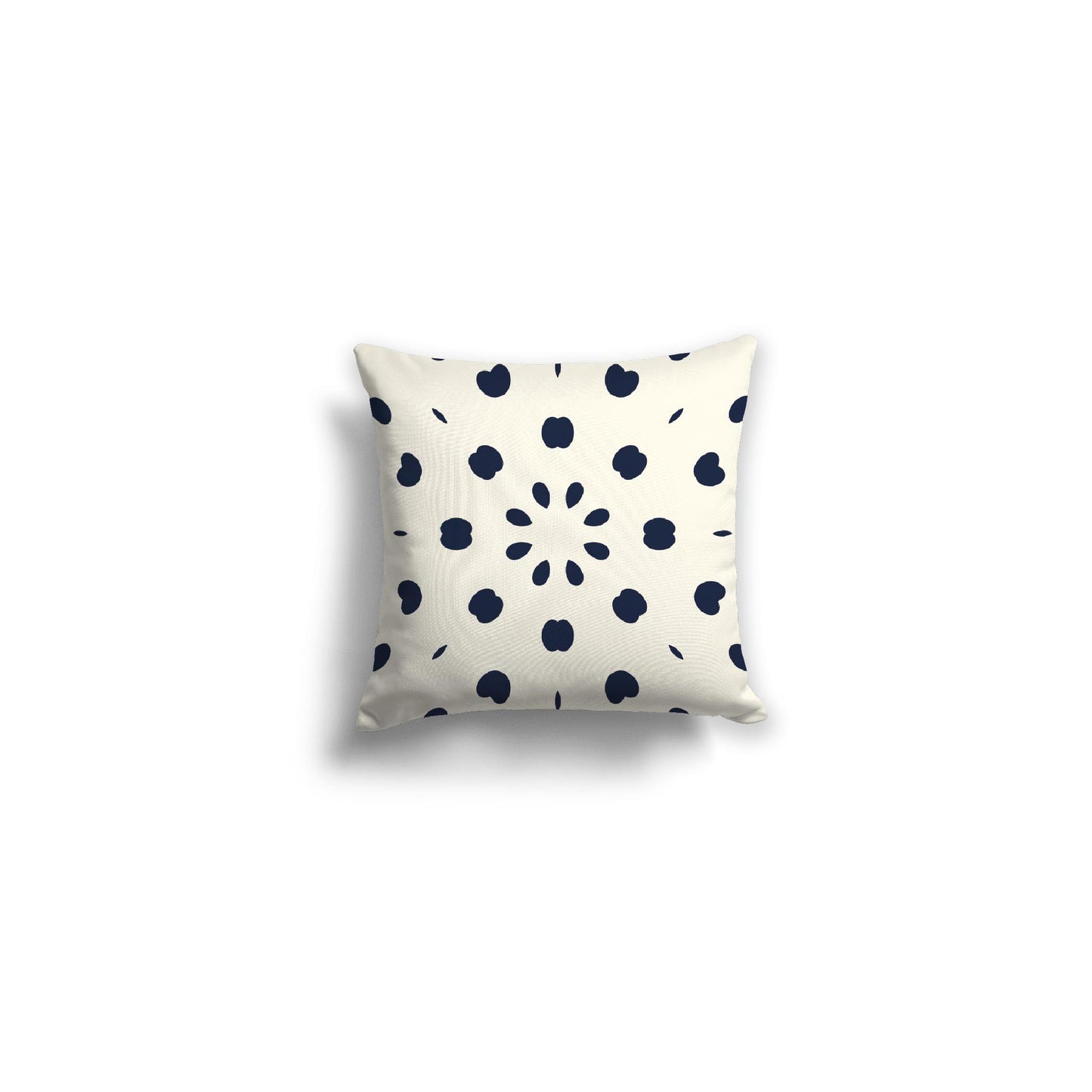 Pale Cream Spun Polyester Throw Pillow with Navy Blue Burst Pattern on Front 14 x 14 inches / 36 x 36 cm