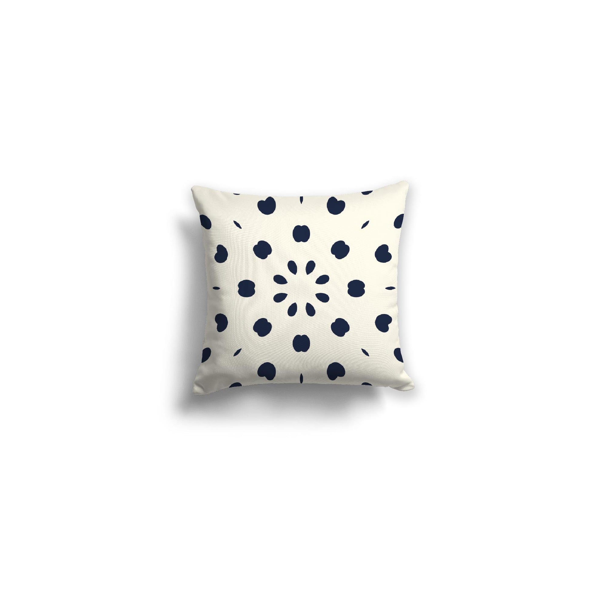 Pale Cream Spun Polyester Throw Pillow with Navy Blue Burst Pattern on Front 14 x 14 inches / 36 x 36 cm