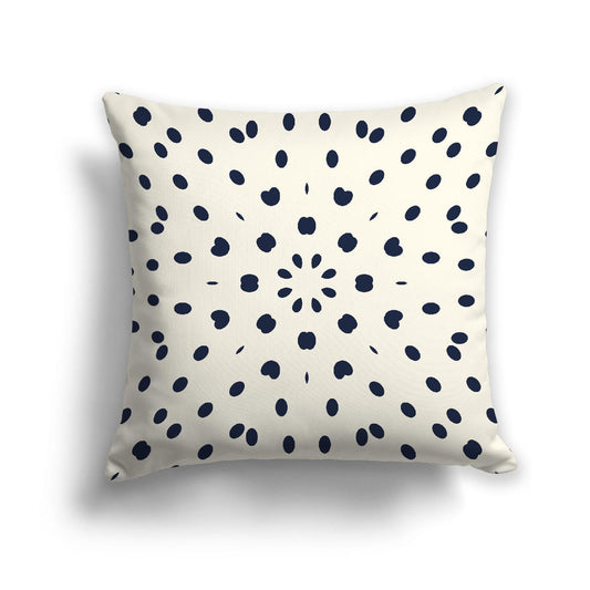 Pale Cream Spun Polyester Throw Pillow with Navy Blue Burst Pattern on Front 26 x 26 inches / 66 x 66 cm