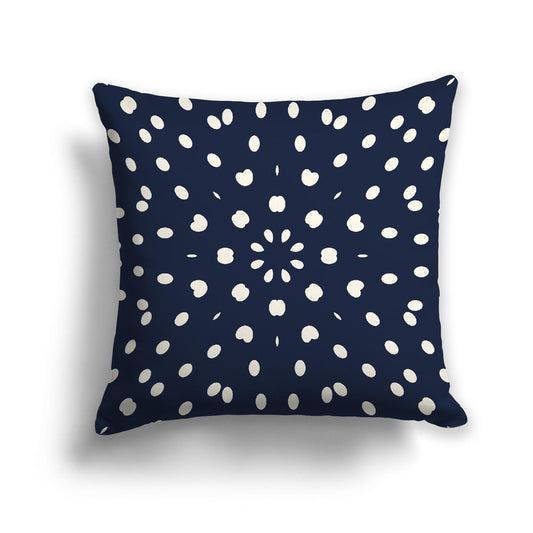 Navy Blue Spun Polyester Throw Pillow with Pale Cream Burst Pattern on Front 26 x 26 inches / 66 x 66 cm