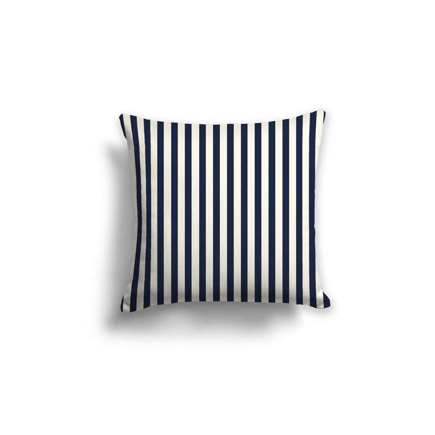 Pale Cream Spun Polyester Throw Pillow with Thin Navy Blue Bars on Front 18 x 18 inches / 46 x 46 cm