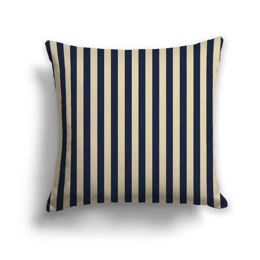 Desert Sand Spun Polyester Throw Pillow with Navy Blue Bars on Front 26 x 26 inches / 66 x 66 cm