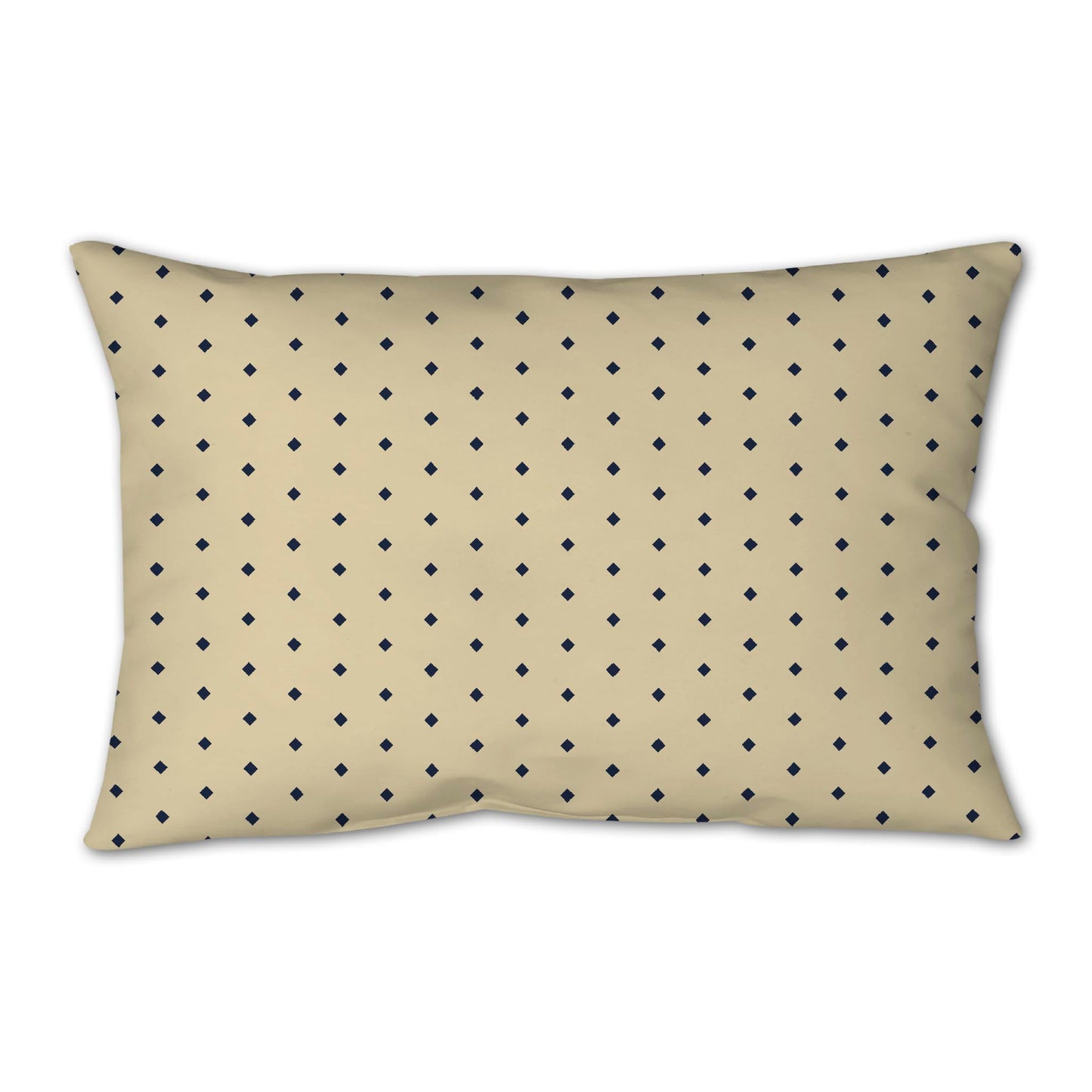 Desert Sand Spun Polyester Throw Pillow with Fine Navy Blue Diamonds on Front 25 x 18 inches / 63.5 x 66 cm