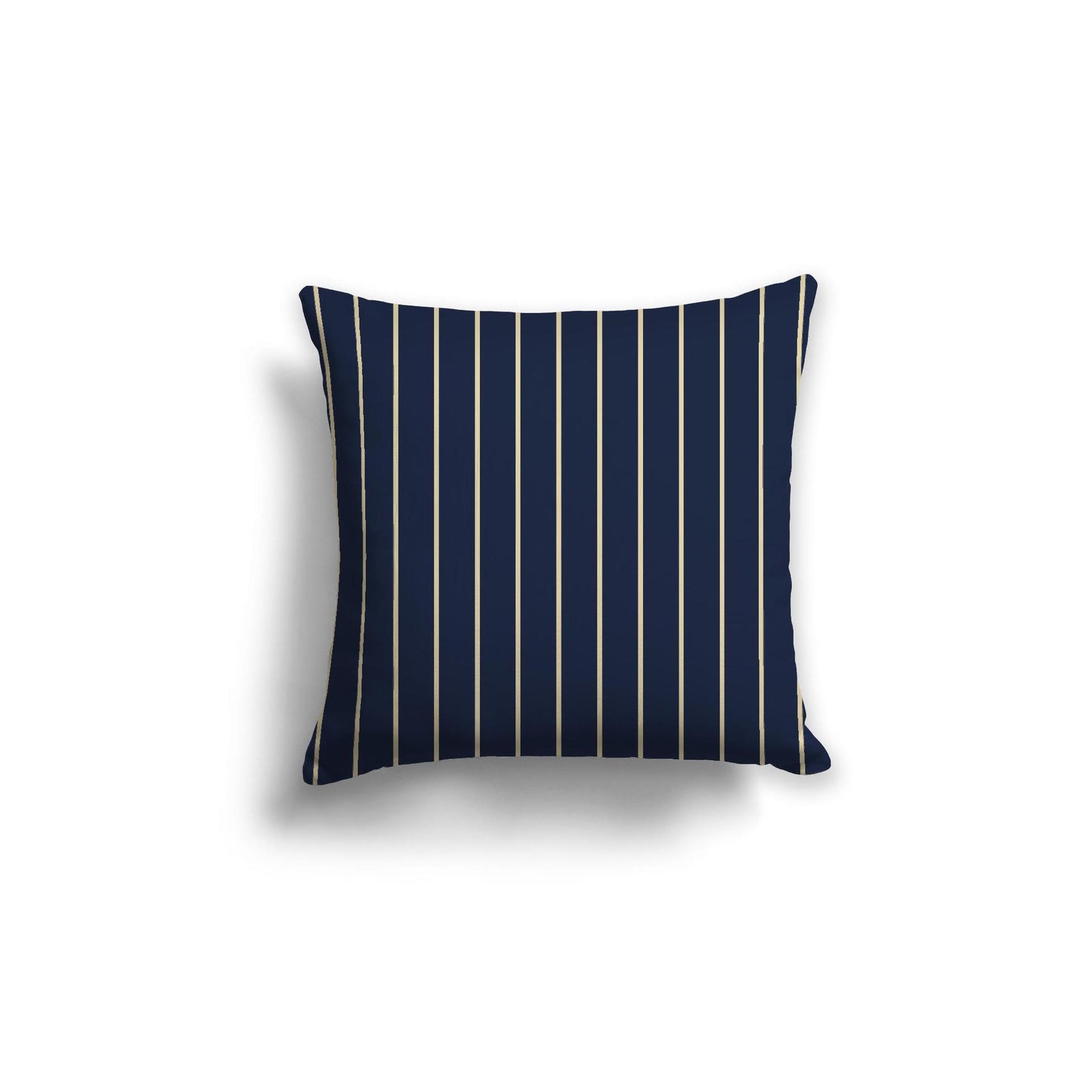 Navy Blue Spun Polyester Throw Pillow with Fine Desert Sand Stripes on Front 18 x 18 inches / 46 x 46 cm