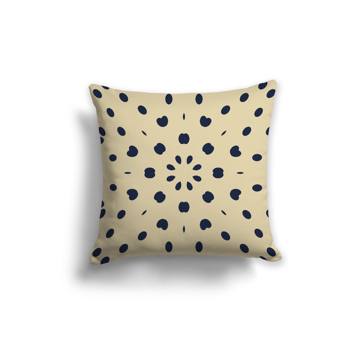 Desert Sand Spun Polyester Throw Pillow with Navy Blue Burst Pattern on Front 20 x 20 inches / 51 x 51 cm