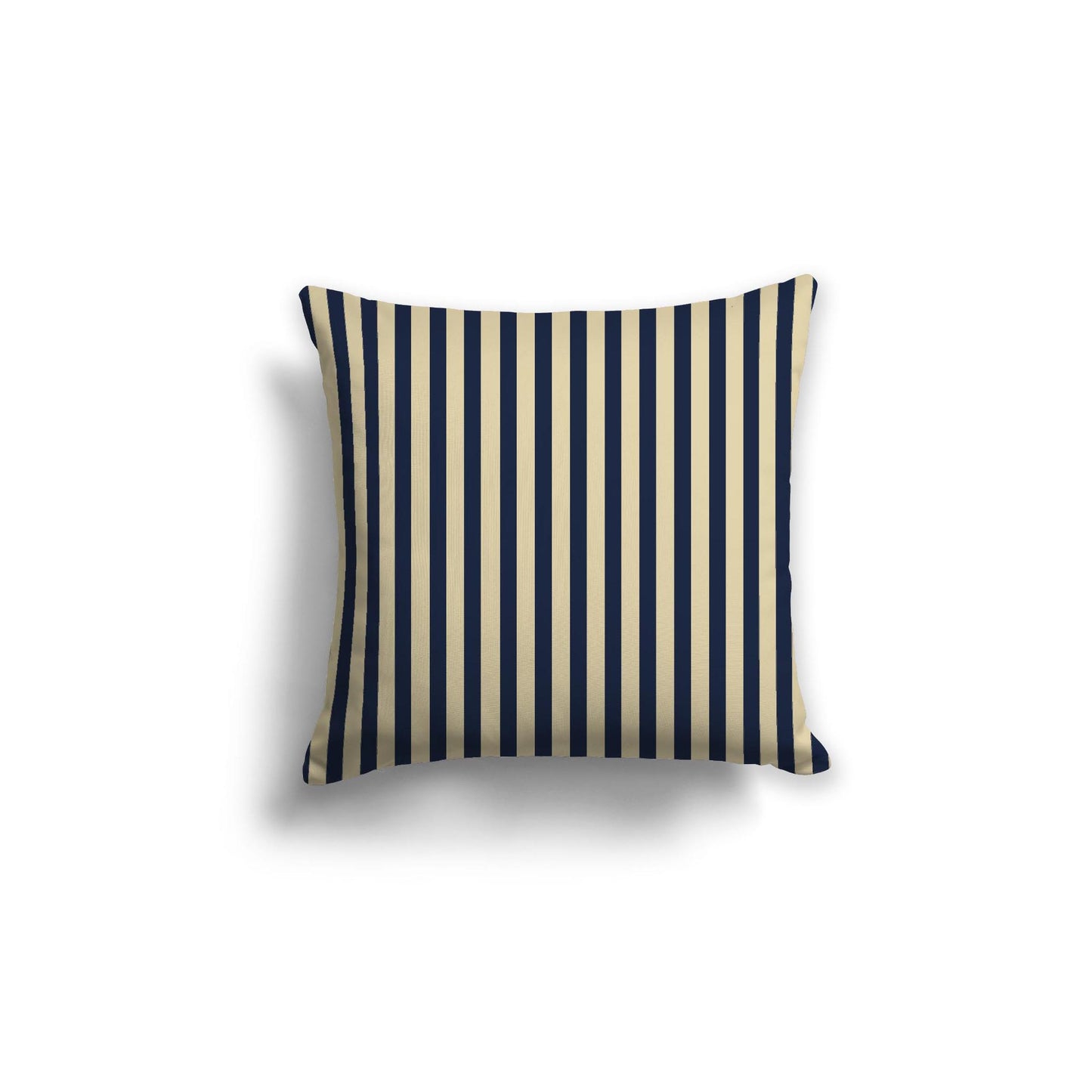 Desert Sand Spun Polyester Throw Pillow with Thin Navy Blue Bars on Front 18 x 18 inches / 46 x 46 cm